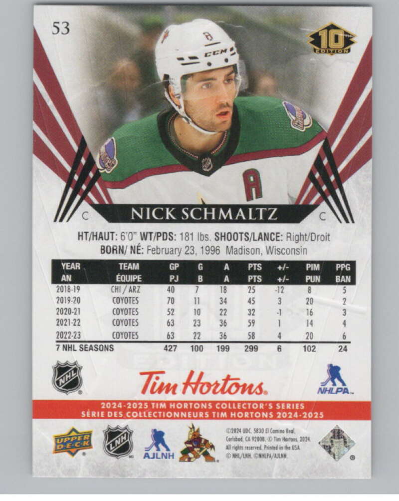 2024-25 Upper Deck Tim Hortons Hockey #53 Nick Schmaltz Image 2