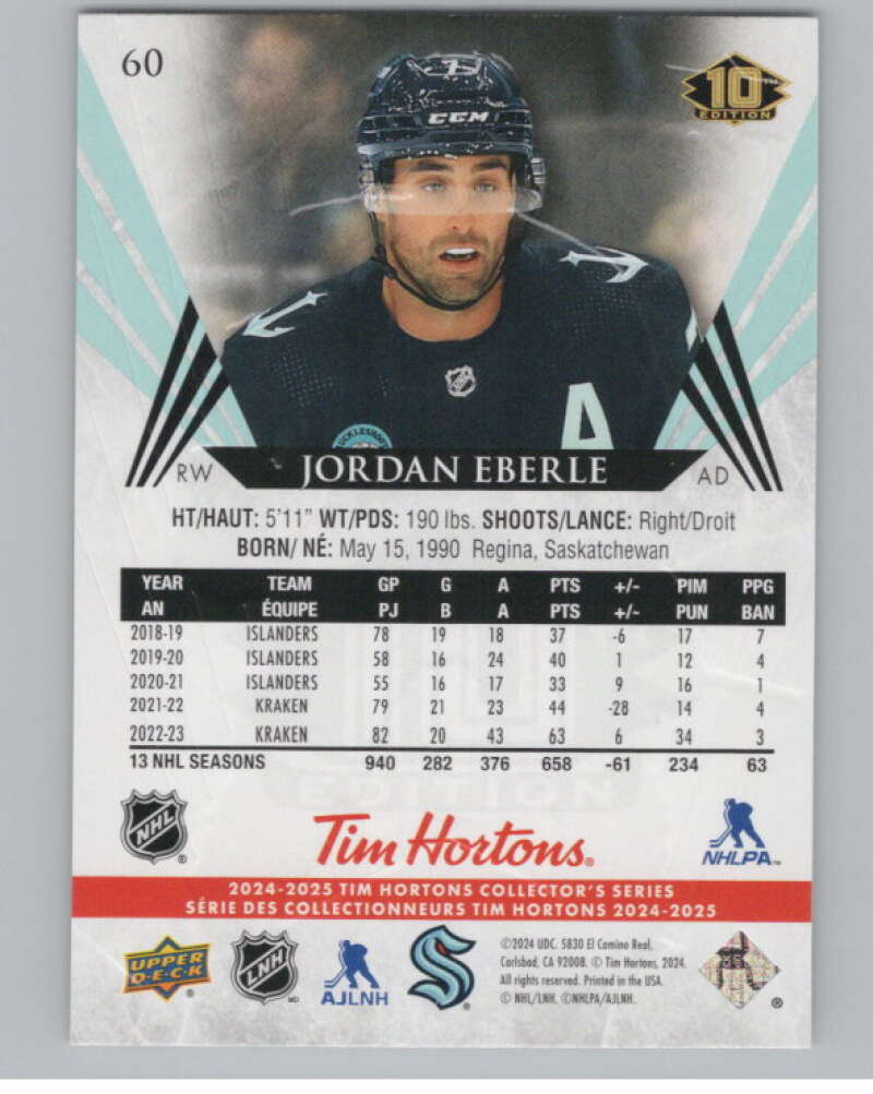 2024-25 Upper Deck Tim Hortons Hockey #60 Jordan Eberle Image 2