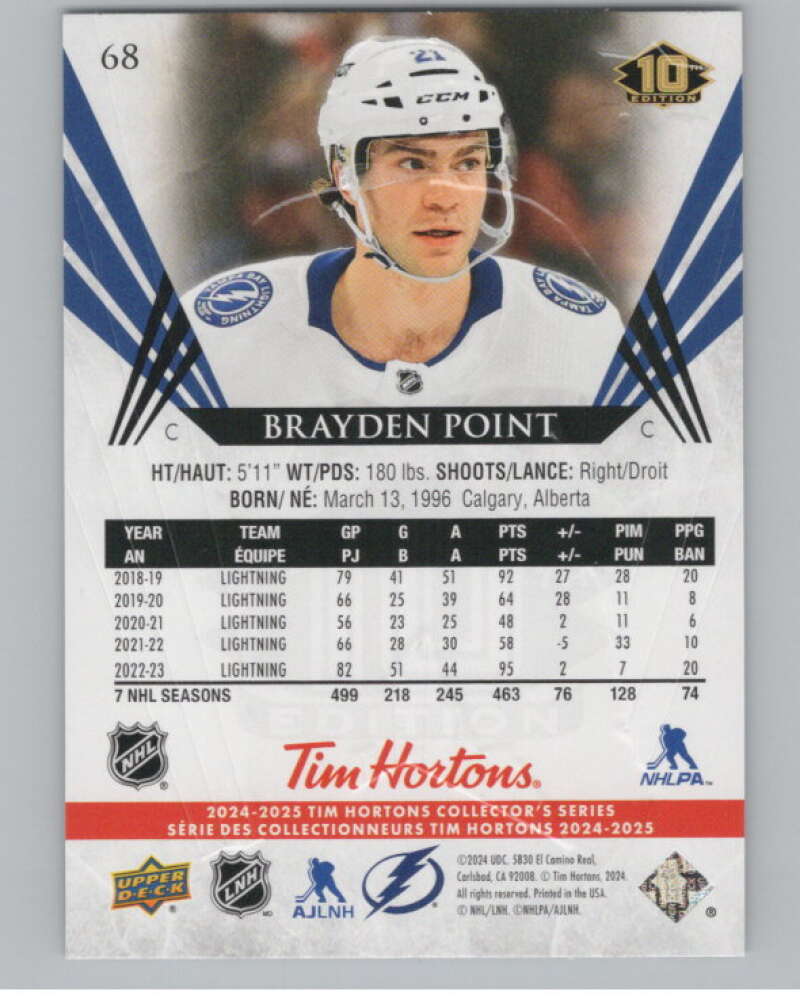 2024-25 Upper Deck Tim Hortons Hockey #68 Brayden Point Image 2