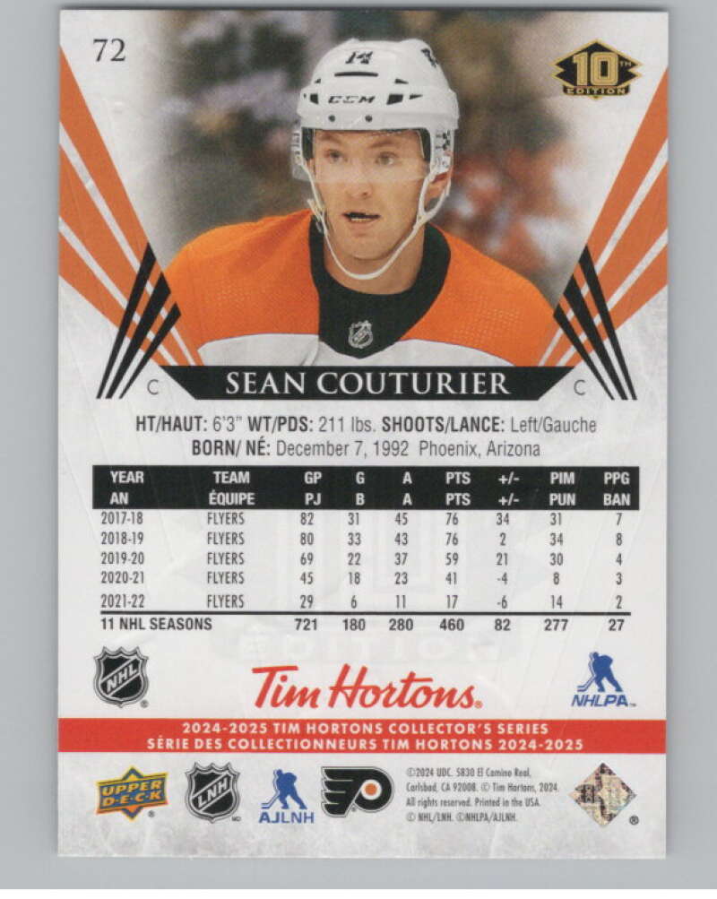 2024-25 Upper Deck Tim Hortons Hockey #72 Sean Couturier Image 2