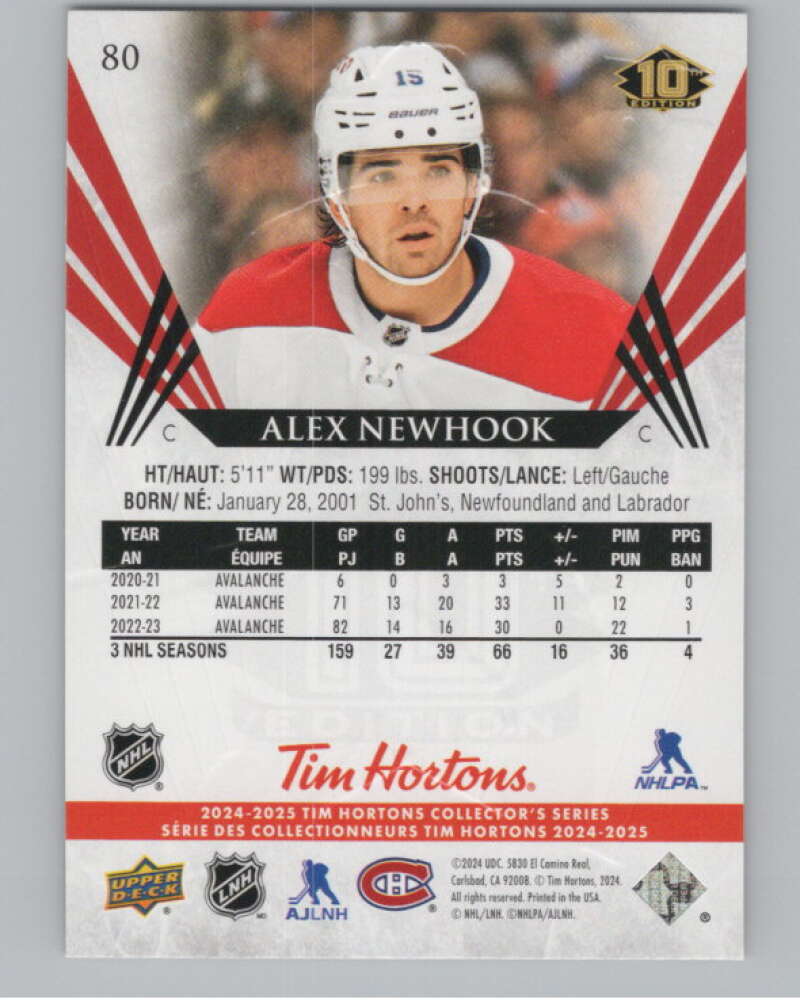 2024-25 Upper Deck Tim Hortons Hockey #80 Alex Newhook Image 2