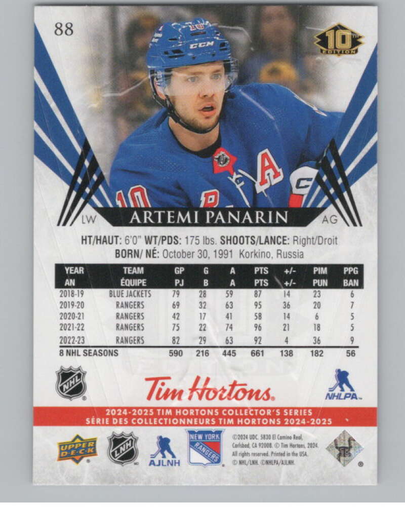 2024-25 Upper Deck Tim Hortons Hockey #88 Artemi Panarin Image 2