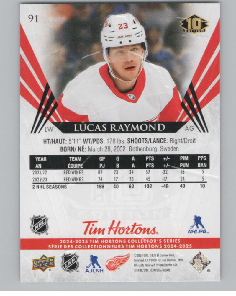 2024-25 Upper Deck Tim Hortons Hockey #91 Lucas Raymond Image 2