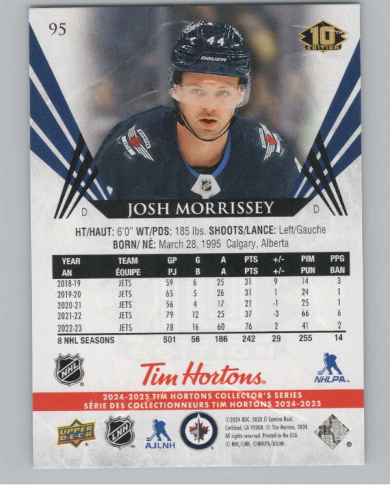 2024-25 Upper Deck Tim Hortons Hockey #95 Josh Morrissey Image 2