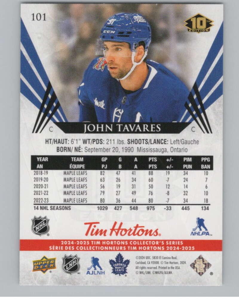 2024-25 Upper Deck Tim Hortons Hockey #101 John Tavares Image 2