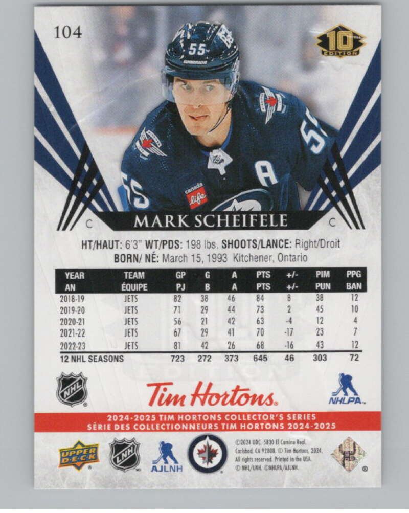 2024-25 Upper Deck Tim Hortons Hockey #104 Mark Scheifele Image 2