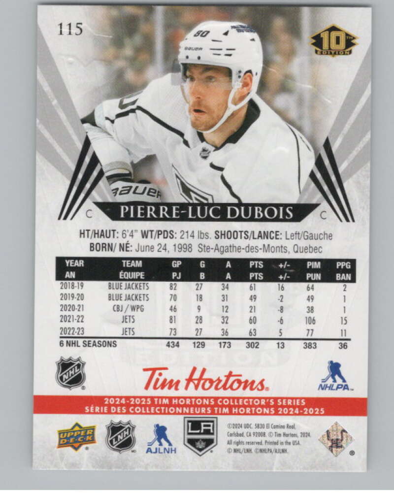 2024-25 Upper Deck Tim Hortons Hockey #115 Pierre-Luc Dubois Image 2