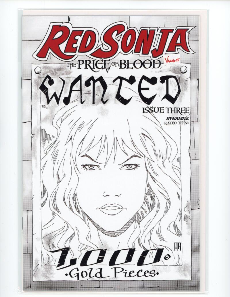 Red Sonja Price of Blood #3 Black White Incentive 1:15 Comic Mint VARIANT - B1-12 Image 1