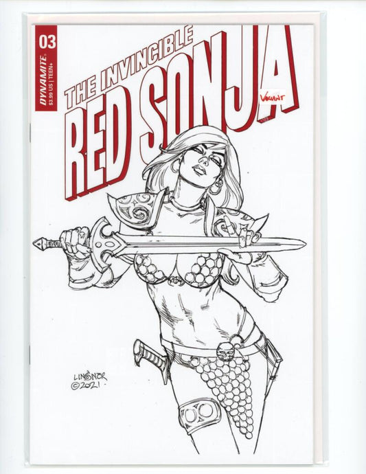 Invincible Red Sonja #3 1:25 2021 B&W Dynamite Comic Mint VARIANT - B1-36 Image 1