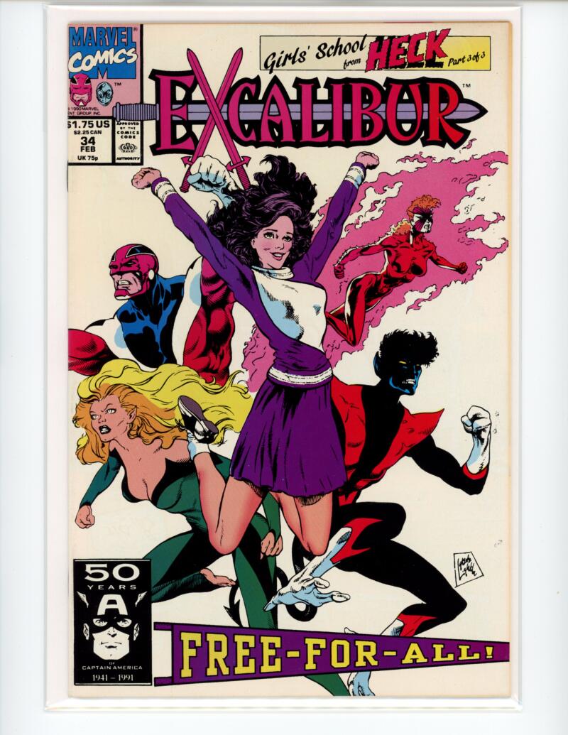 Marvel Excalibur #34 1990 Free For All Magazine Comic Book VF -  B10-7 Image 1