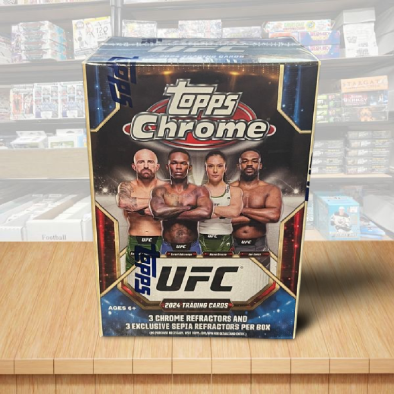 2024 Topps Chrome UFC Blaster Box - 6 Packs Per Box - 3 Refractors & Sepia Image 1