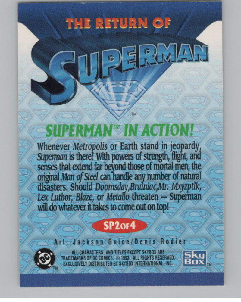 1993 Skybox The Return of Superman Gold Foil #2 In Action V98815 Image 2