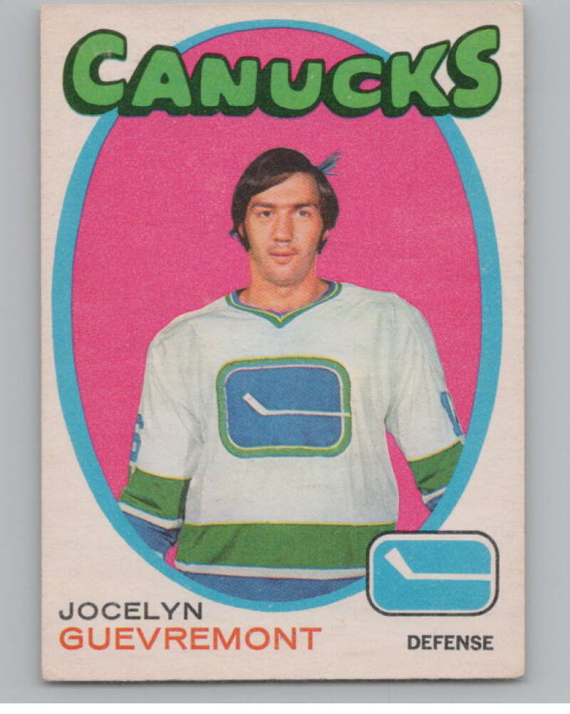 1971-72 O-Pee-Chee #232 Jocelyn Guevremont RC Rookie Canucks  V99201 Image 1