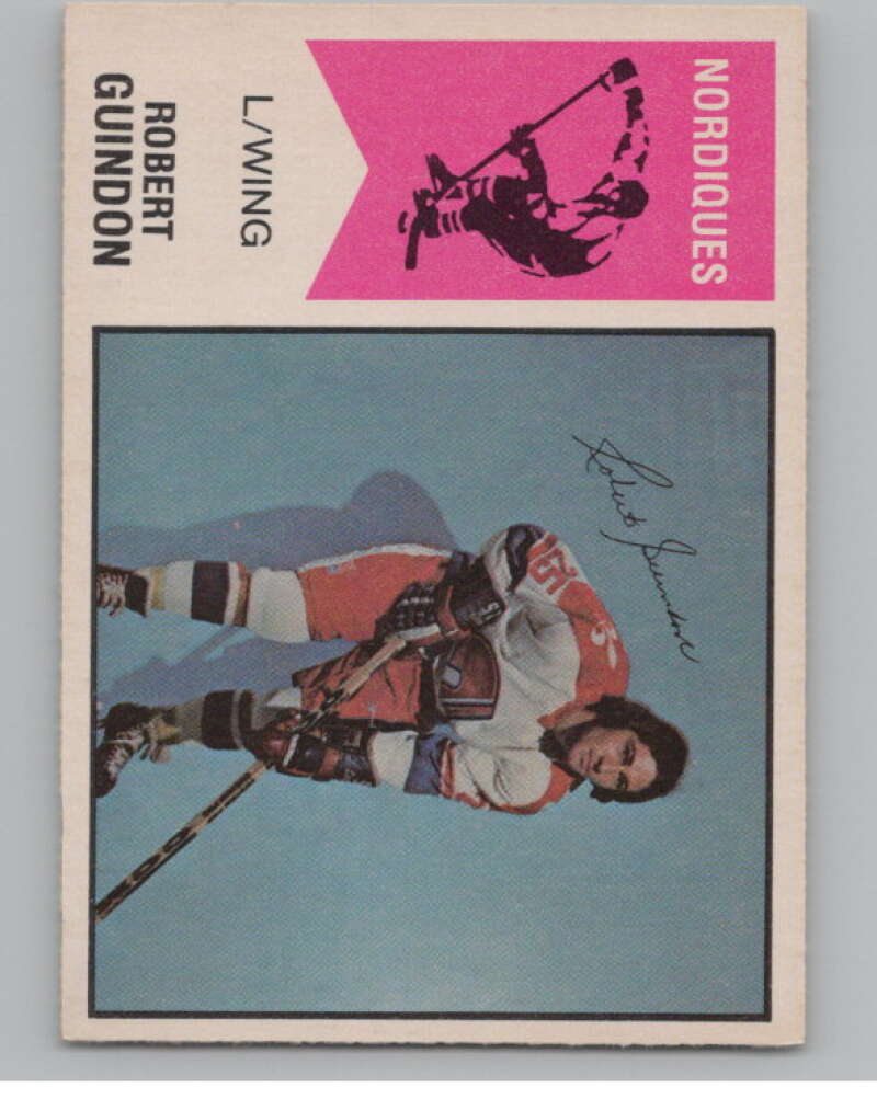 1974-75 O-Pee-Chee WHA #26 Bob Guindon  RC Rookie Nordiques  V99222 Image 1