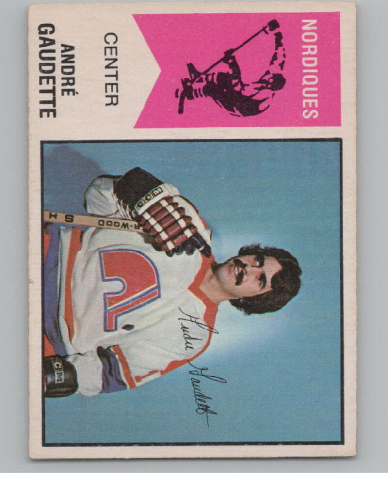 1974-75 O-Pee-Chee WHA #46 Andre Gaudette RC Rookie Nordiques  V99233 Image 1