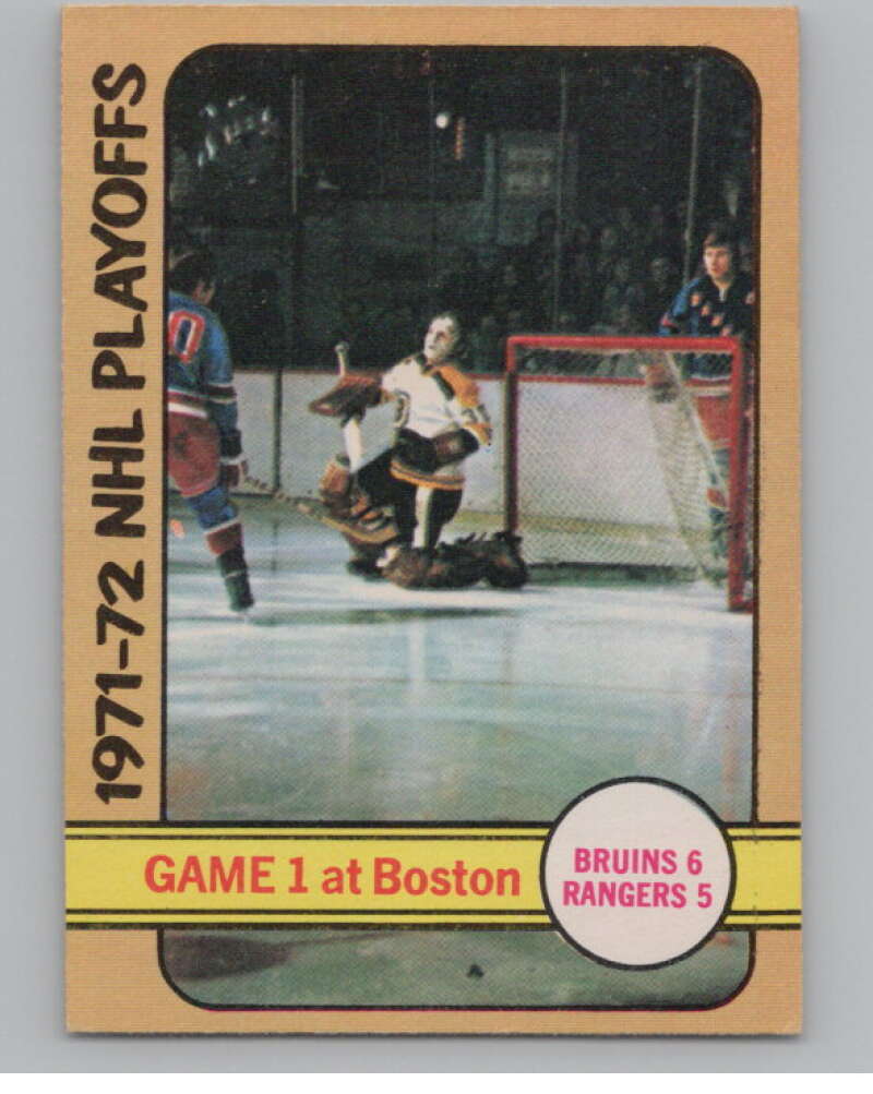 1972-73 O-Pee-Chee #7 Playoff Game 1  Boston Bruins/New York Rangers  V99307 Image 1