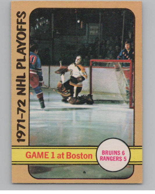 1972-73 O-Pee-Chee #7 Playoff Game 1  Boston Bruins/New York Rangers  V99307 Image 1