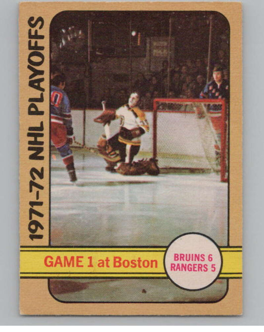 1972-73 O-Pee-Chee #7 Playoff Game 1  Boston Bruins/New York Rangers  V99308 Image 1