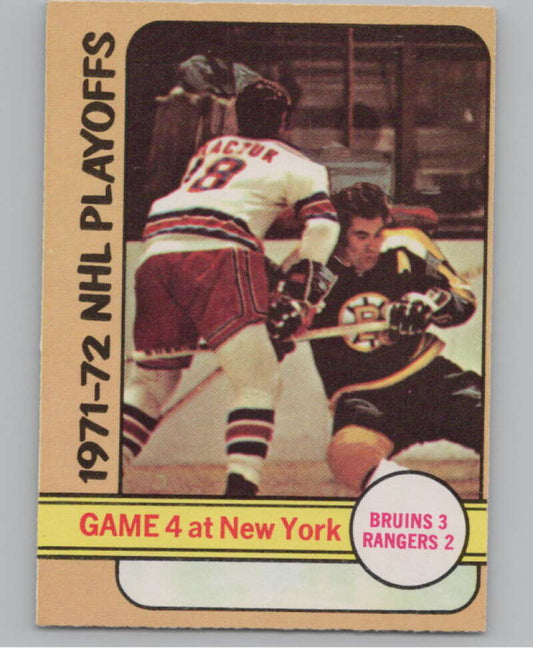 1972-73 O-Pee-Chee #38 Playoff Game 4  Boston Bruins/New York Rangers  V99358 Image 1
