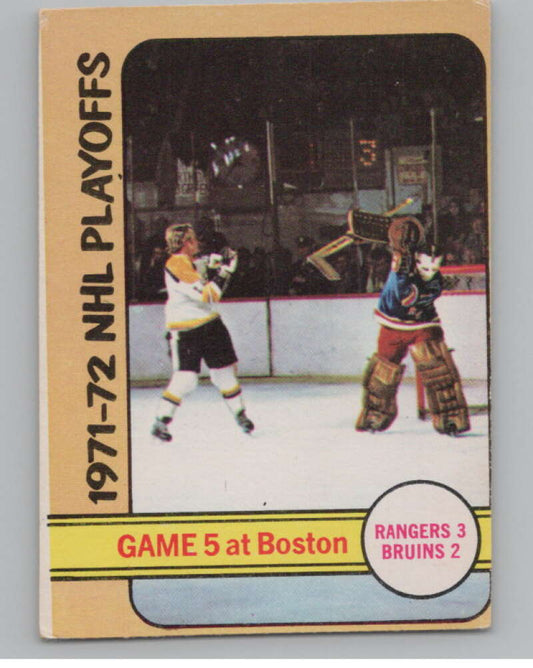 1972-73 O-Pee-Chee #54 Playoff Game 5  New York Rangers/Boston Bruins  V99384 Image 1