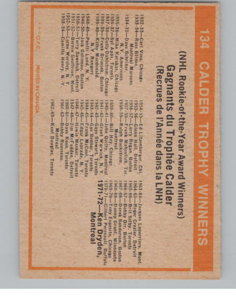 1972-73 O-Pee-Chee #134 Calder Trophy Winners   V99503 Image 2