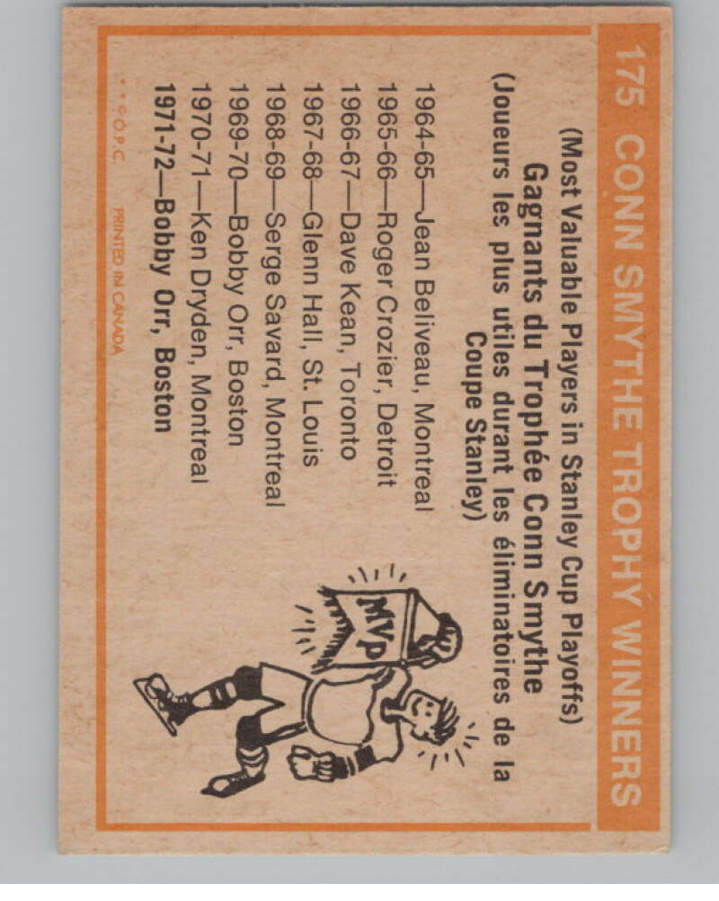 1972-73 O-Pee-Chee #175 Conn Smythe Winners   V99562 Image 2