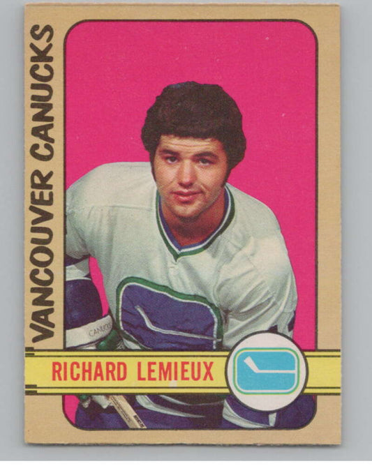 1972-73 O-Pee-Chee #202 Richard Lemieux  RC Rookie Vancouver Canucks  V99591 Image 1