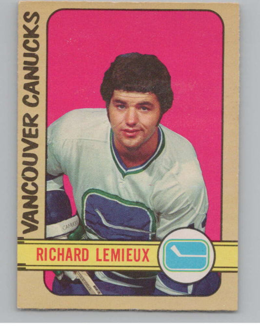 1972-73 O-Pee-Chee #202 Richard Lemieux  RC Rookie Vancouver Canucks  V99592 Image 1
