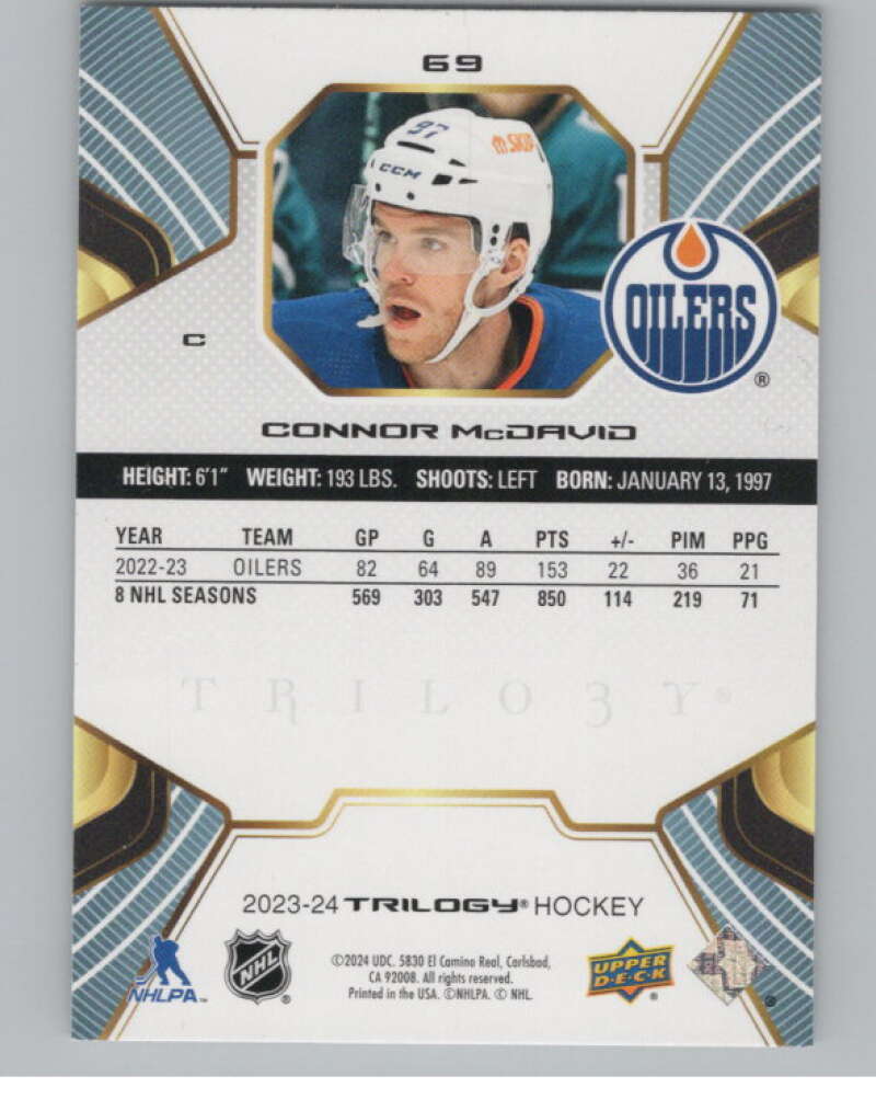 2023-24 Upper Deck Trilogy #69 Connor McDavid  Edmonton Oilers  V99644 Image 2