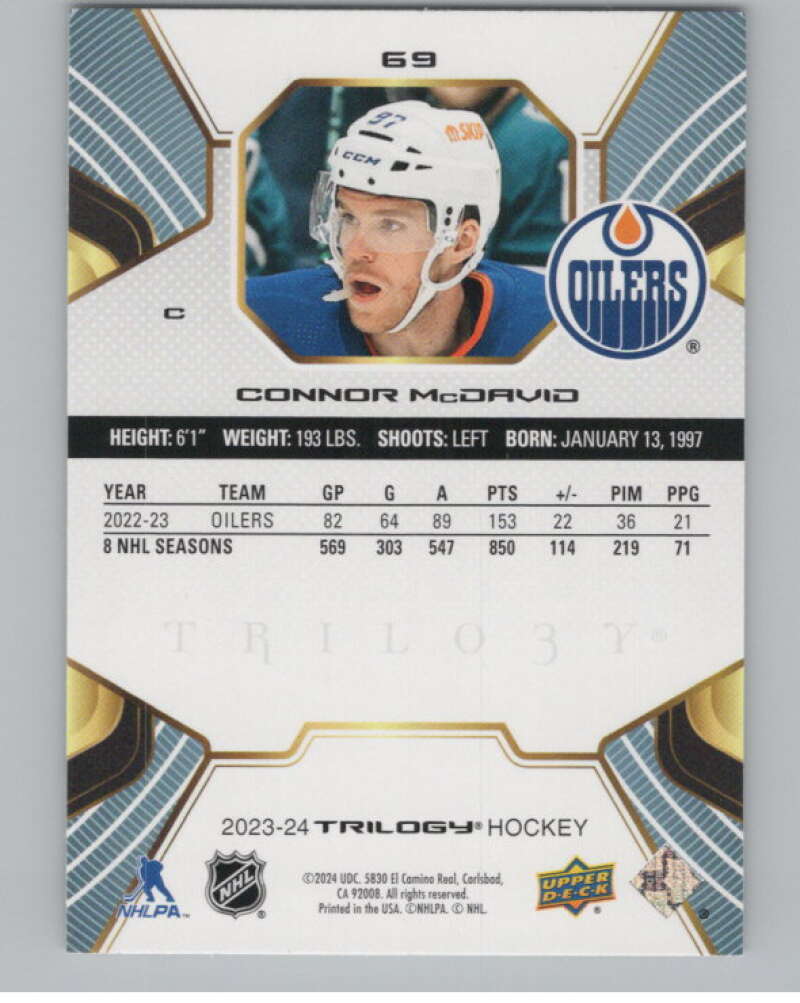 2023-24 Upper Deck Trilogy #69 Connor McDavid  Edmonton Oilers  V99645 Image 2