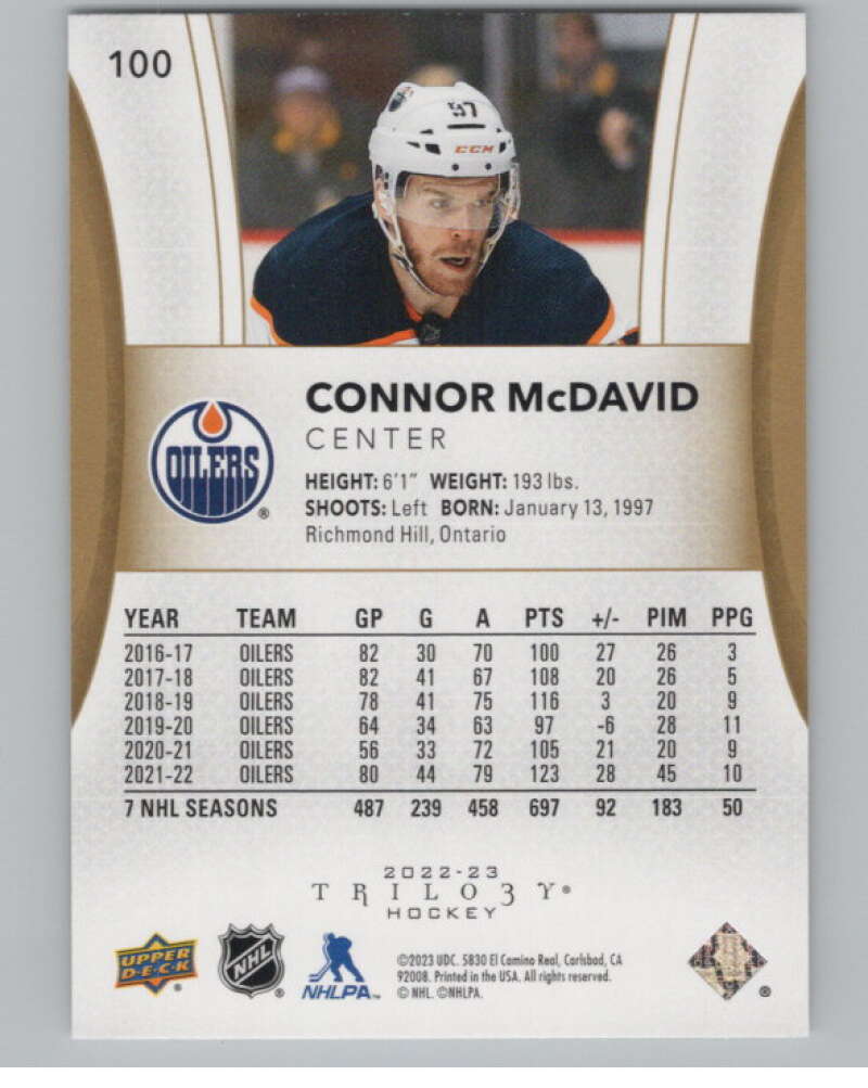 2022-23 Upper Deck Trilogy #100 Connor McDavid  Edmonton Oilers  V99646 Image 2