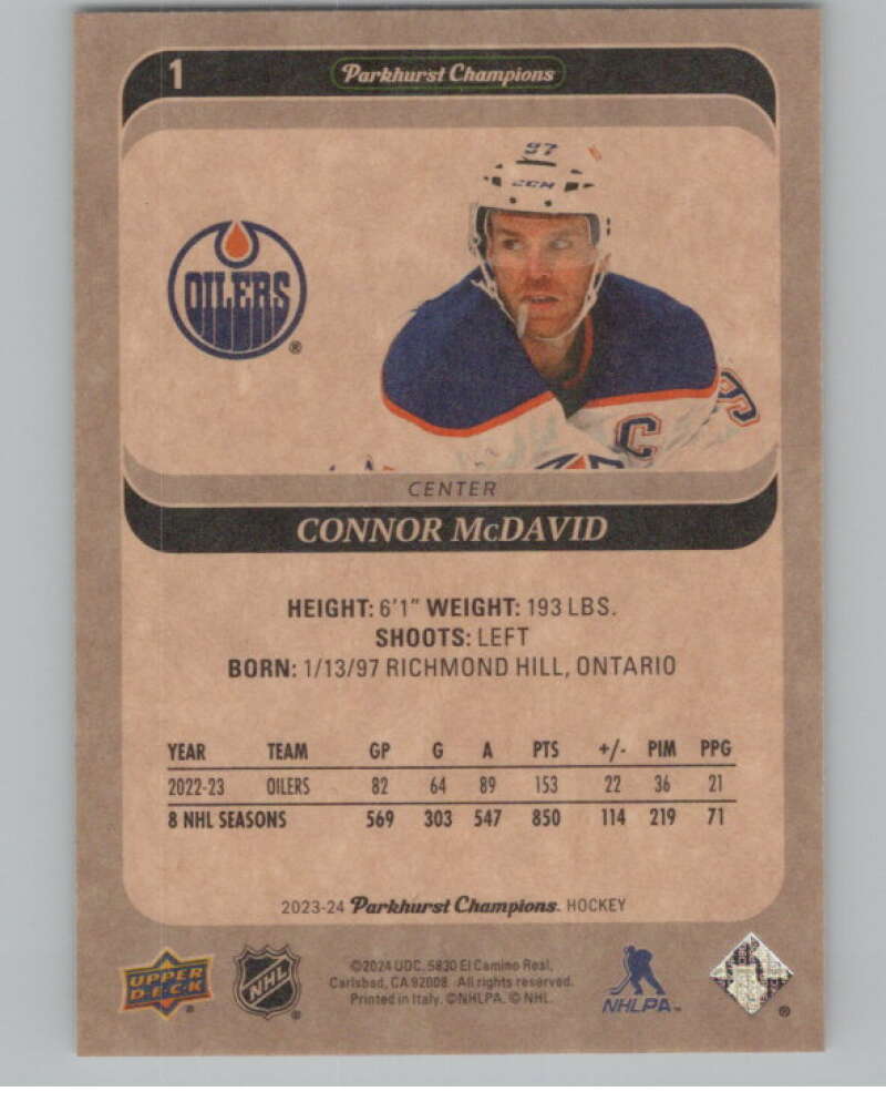 2023-24 Parkhurst Champions #1 Connor McDavid  Edmonton Oilers  V99649 Image 2