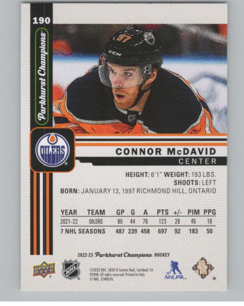 2022-23 Upper Deck Parkhurst Champions #190 Connor McDavid Oilers  V99651 Image 2