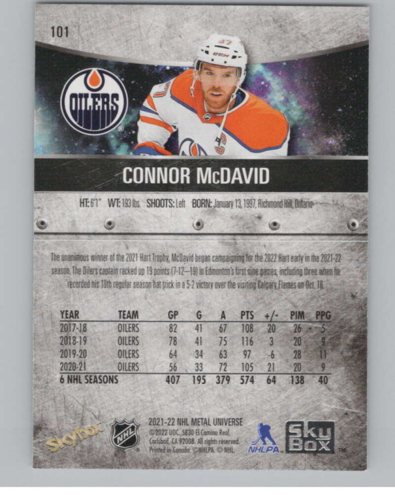 2021-22 Skybox Metal Universe #101 Connor McDavid  Edmonton Oilers  V99669 Image 2