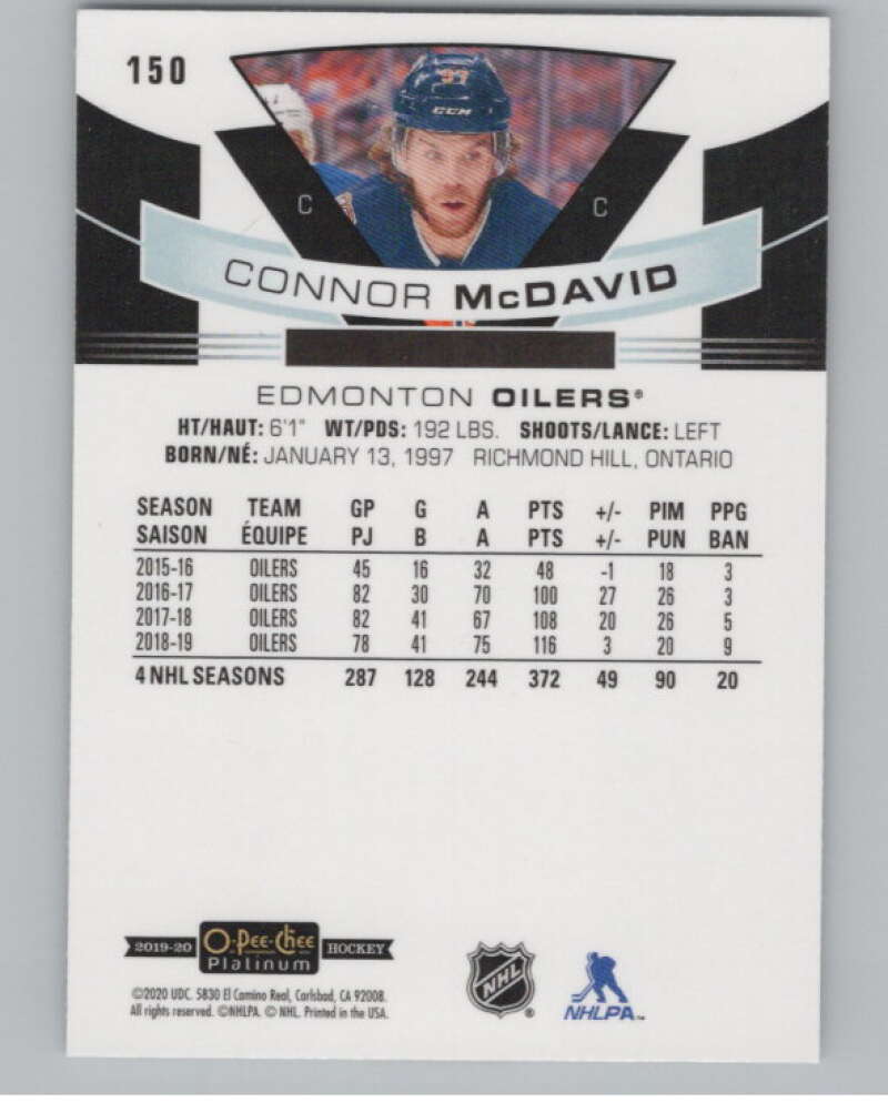 2019-20 O-Pee-Chee Platinum #150 Connor McDavid  Edmonton Oilers  V99670 Image 2