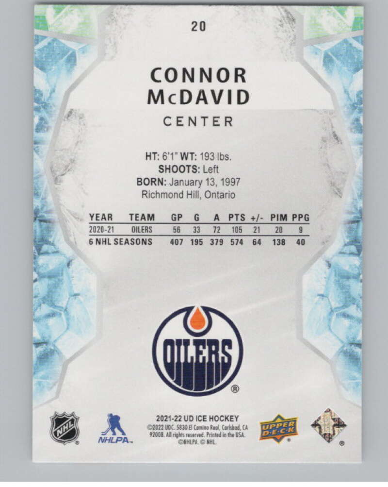 2021-22 Upper Deck Ice #20 Connor McDavid  Edmonton Oilers  V99685 Image 2