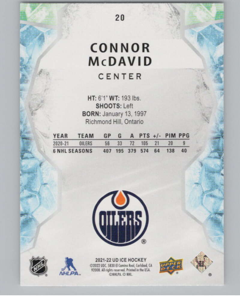 2021-22 Upper Deck Ice #20 Connor McDavid  Edmonton Oilers  V99687 Image 2