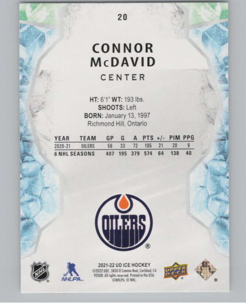 2021-22 Upper Deck Ice #20 Connor McDavid  Edmonton Oilers  V99688 Image 2