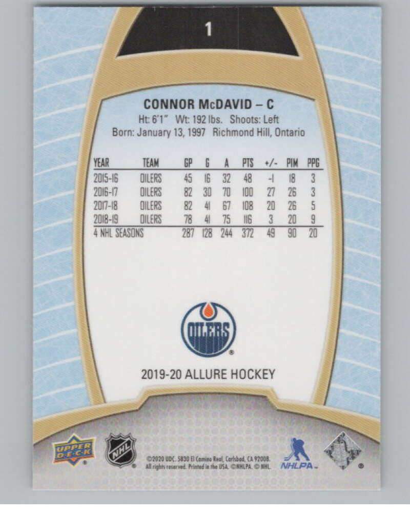 2019-20 Upper Deck Allure #1 Connor McDavid  Edmonton Oilers  V99692 Image 2