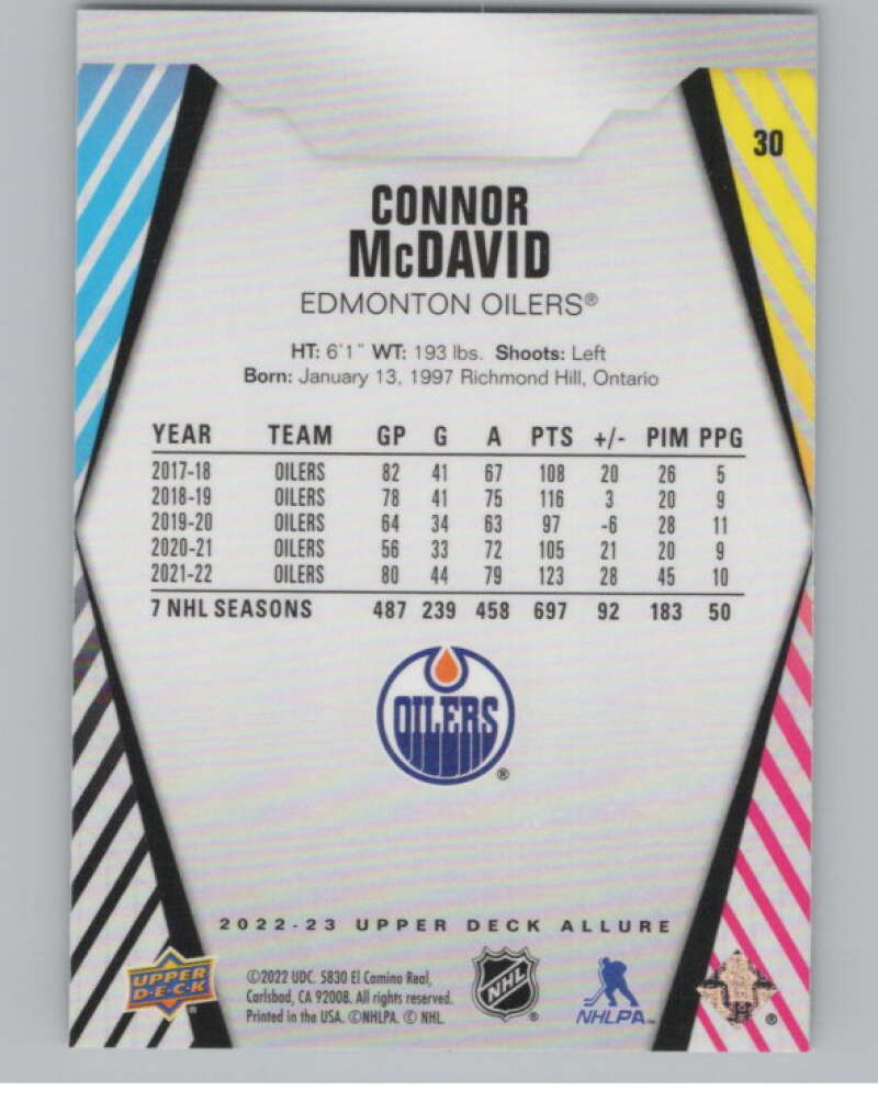 2022-23 Upper Deck Allure #30 Connor McDavid  Edmonton Oilers  V99694 Image 2