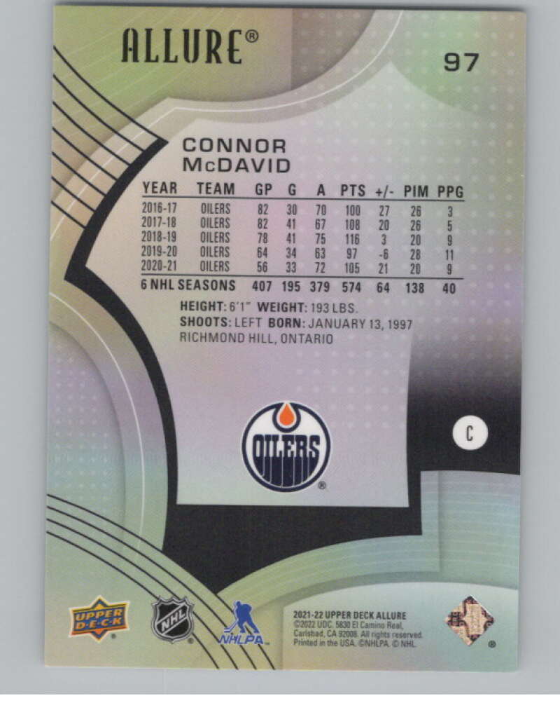 2021-22 Upper Deck Allure #97 Connor McDavid  Edmonton Oilers  V99695 Image 2