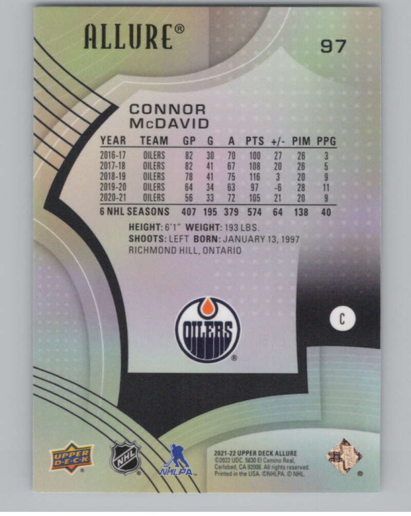 2021-22 Upper Deck Allure #97 Connor McDavid  Edmonton Oilers  V99698 Image 2