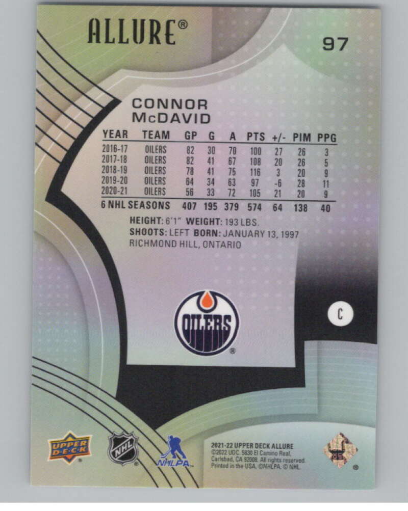 2021-22 Upper Deck Allure #97 Connor McDavid  Edmonton Oilers  V99699 Image 2