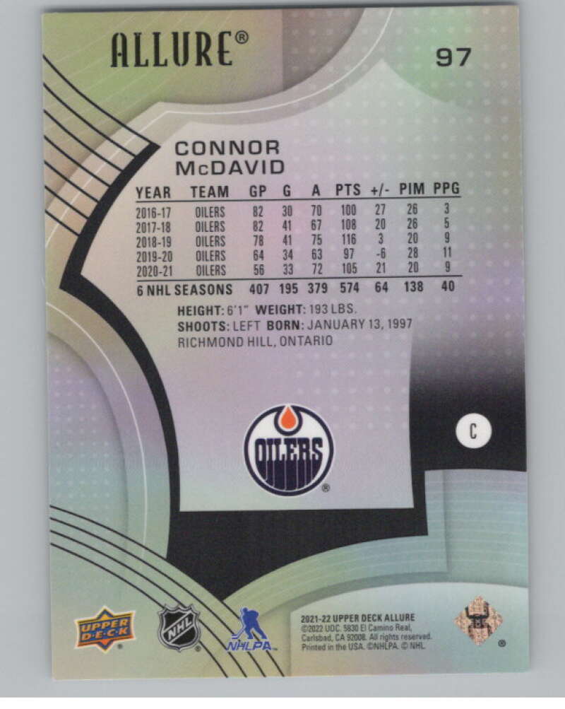 2021-22 Upper Deck Allure #97 Connor McDavid  Edmonton Oilers  V99701 Image 2