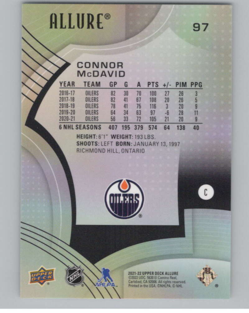 2021-22 Upper Deck Allure #97 Connor McDavid  Edmonton Oilers  V99702 Image 2
