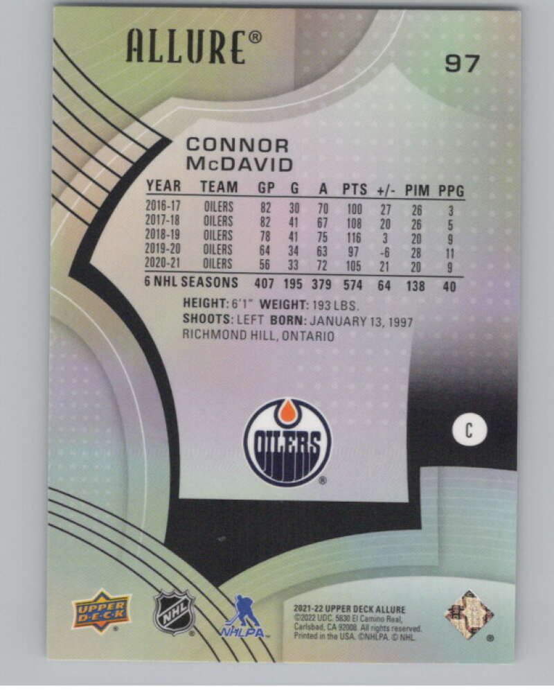 2021-22 Upper Deck Allure #97 Connor McDavid  Edmonton Oilers  V99709 Image 2