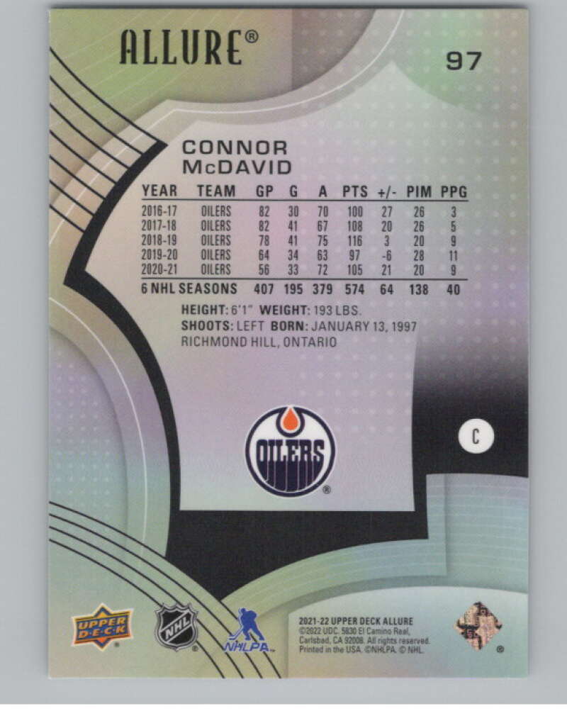 2021-22 Upper Deck Allure #97 Connor McDavid  Edmonton Oilers  V99710 Image 2
