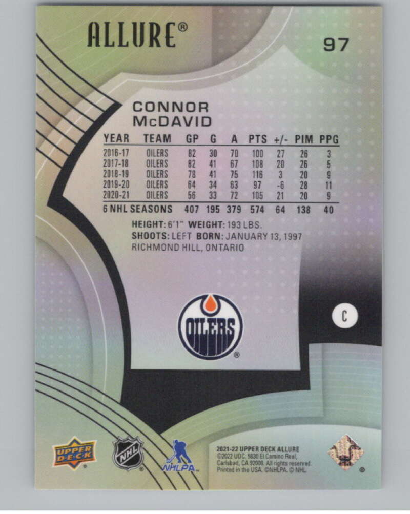 2021-22 Upper Deck Allure #97 Connor McDavid  Edmonton Oilers  V99712 Image 2