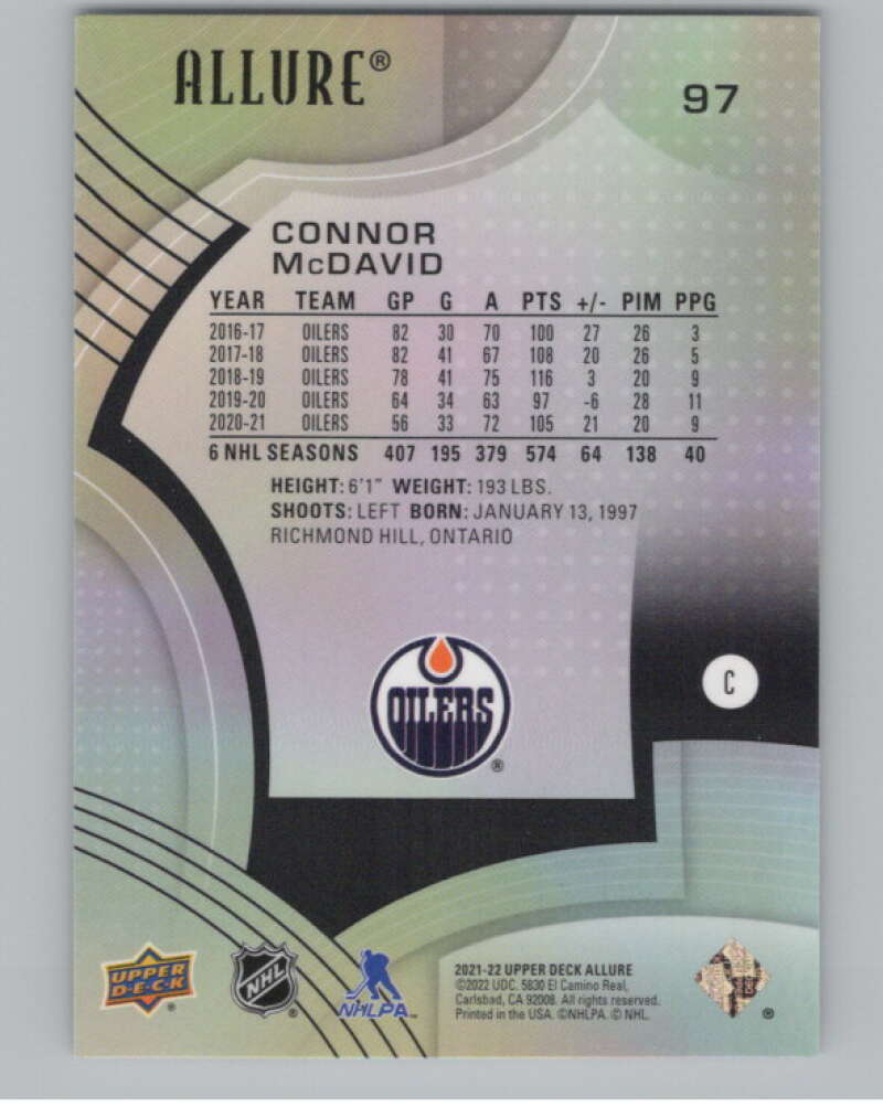 2021-22 Upper Deck Allure #97 Connor McDavid  Edmonton Oilers  V99713 Image 2