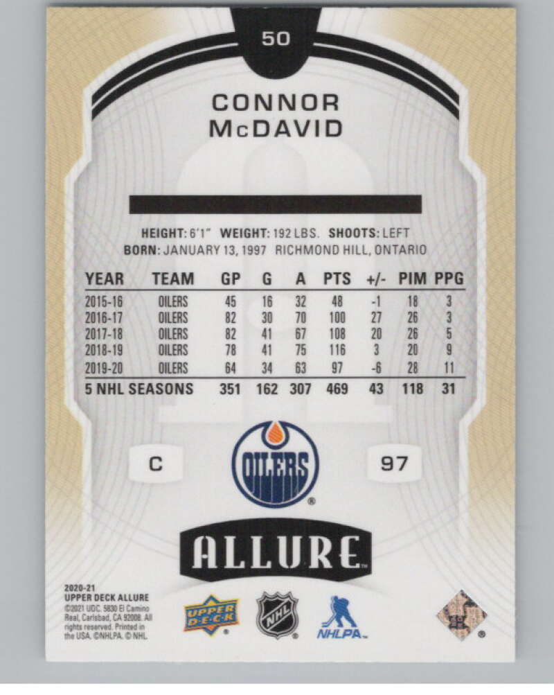 2020-21 Upper Deck Allure #50 Connor McDavid  Edmonton Oilers  V99729 Image 2